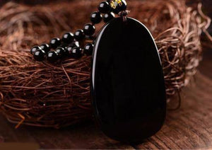 Black Obsidian Carved Buddha Pendant Necklace. 36" Long. - Hilltop Apparel - 7