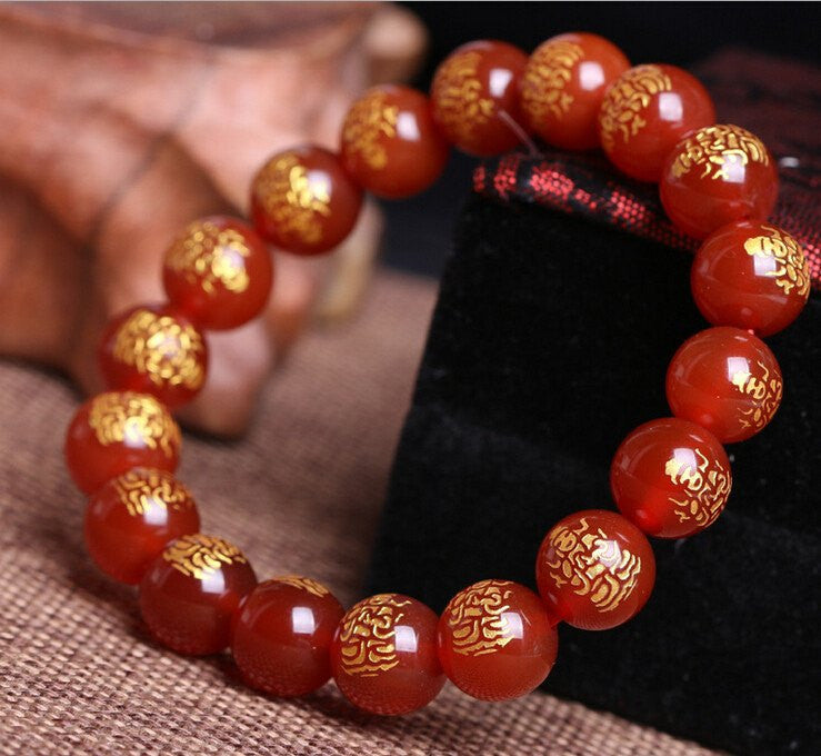 Bracelet - 10mm Red Agate Buddha Bracelet