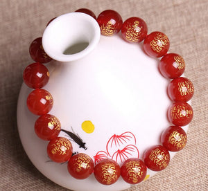 Bracelet - 10mm Red Agate Buddha Bracelet