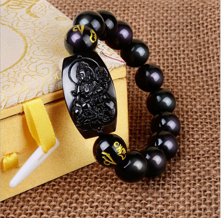 Bracelet - Black Obsidian Lucky Buddha Bracelet