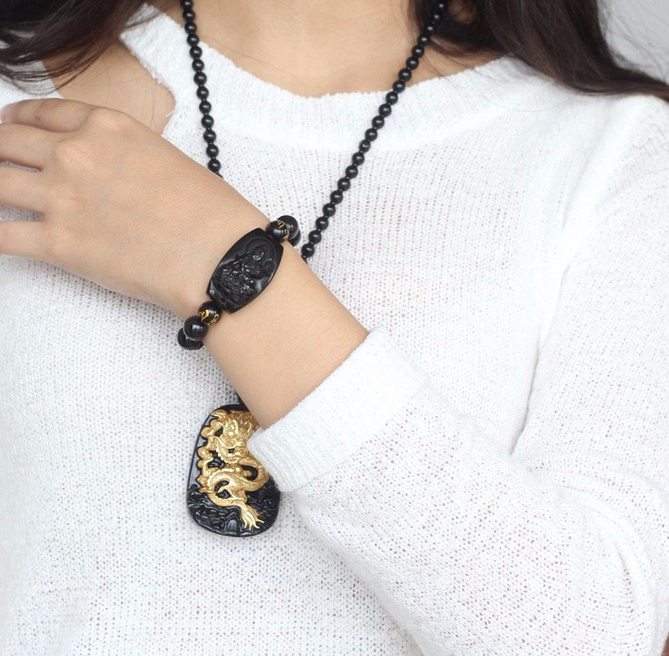 Bracelet - Black Obsidian Lucky Buddha Bracelet