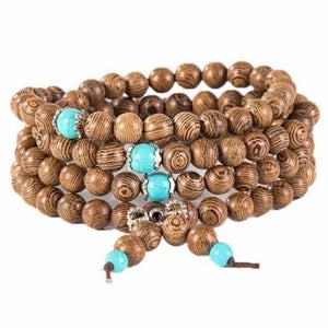 Bracelet - Free Sandalwood And Turquoise Mala Bracelet.