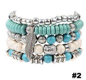 Bracelet - Turquoise Buddha Bracelet Set (5 Bracelets)