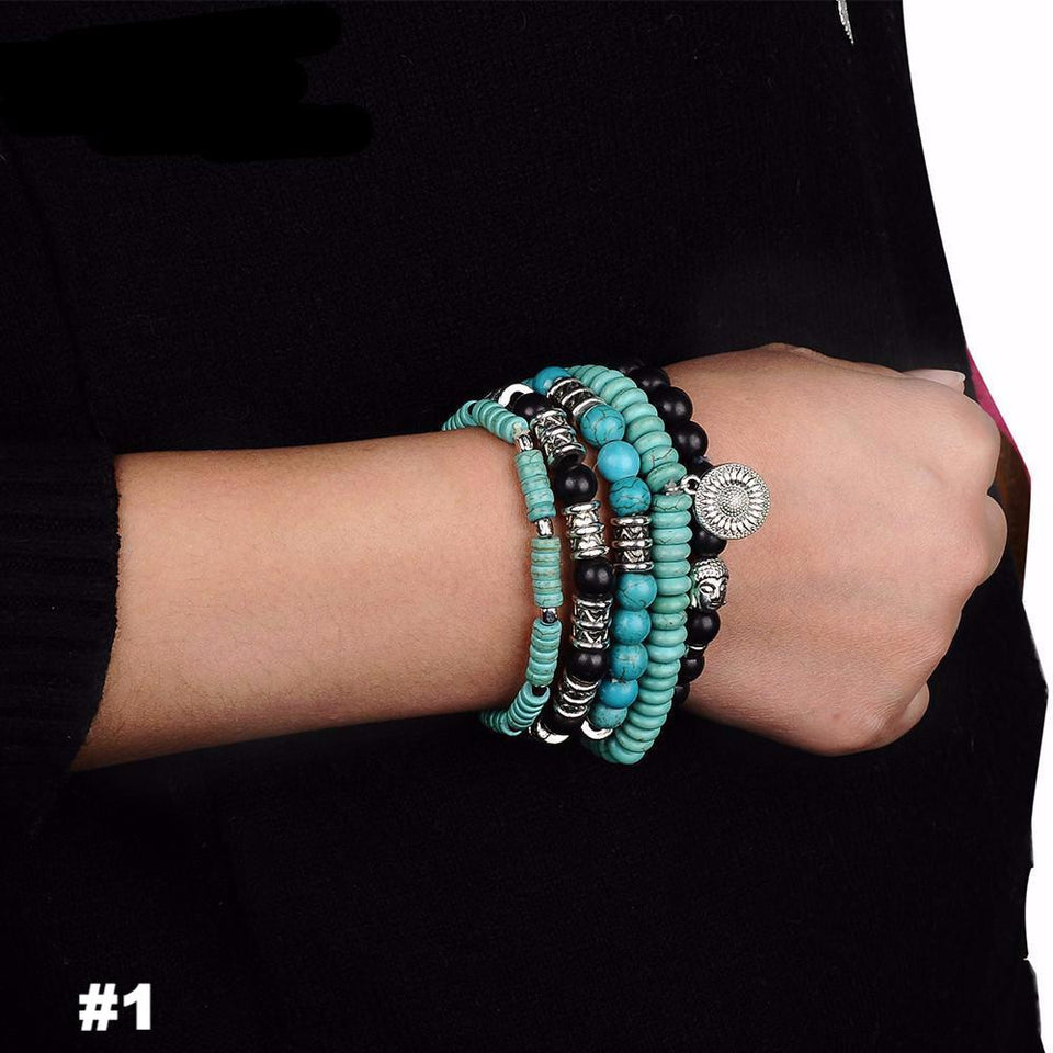 Bracelet - Turquoise Buddha Bracelet Set (5 Bracelets)