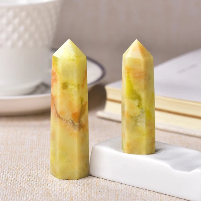 Flower Jade Crystal Point Wand
