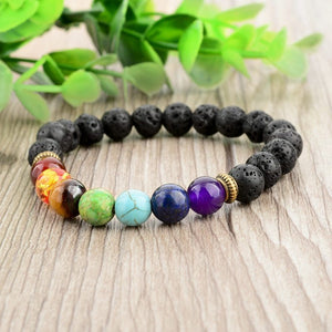 Lava Stone with Multicolor Natural Stones Bracelet. - Hilltop Apparel - 3