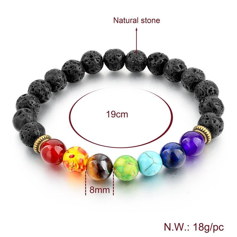 Lava Stone with Multicolor Natural Stones Bracelet. - Hilltop Apparel - 4