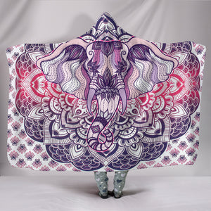 Lucky Elephant Purple Mandala Hooded Blanket