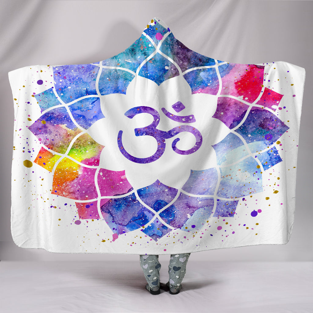 Watercolour Om Hooded Blanket