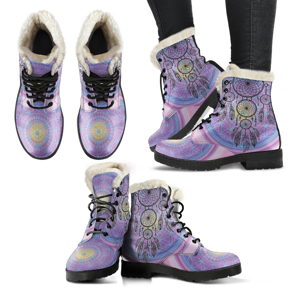 Chakra Dreamcatcher Faux Fur Leather Boots