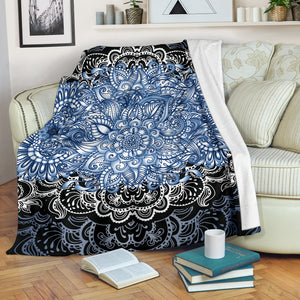 Blue Lotus Fractal Pemium Blanket