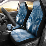 Blue Eyed Wolf Car Seat Cover