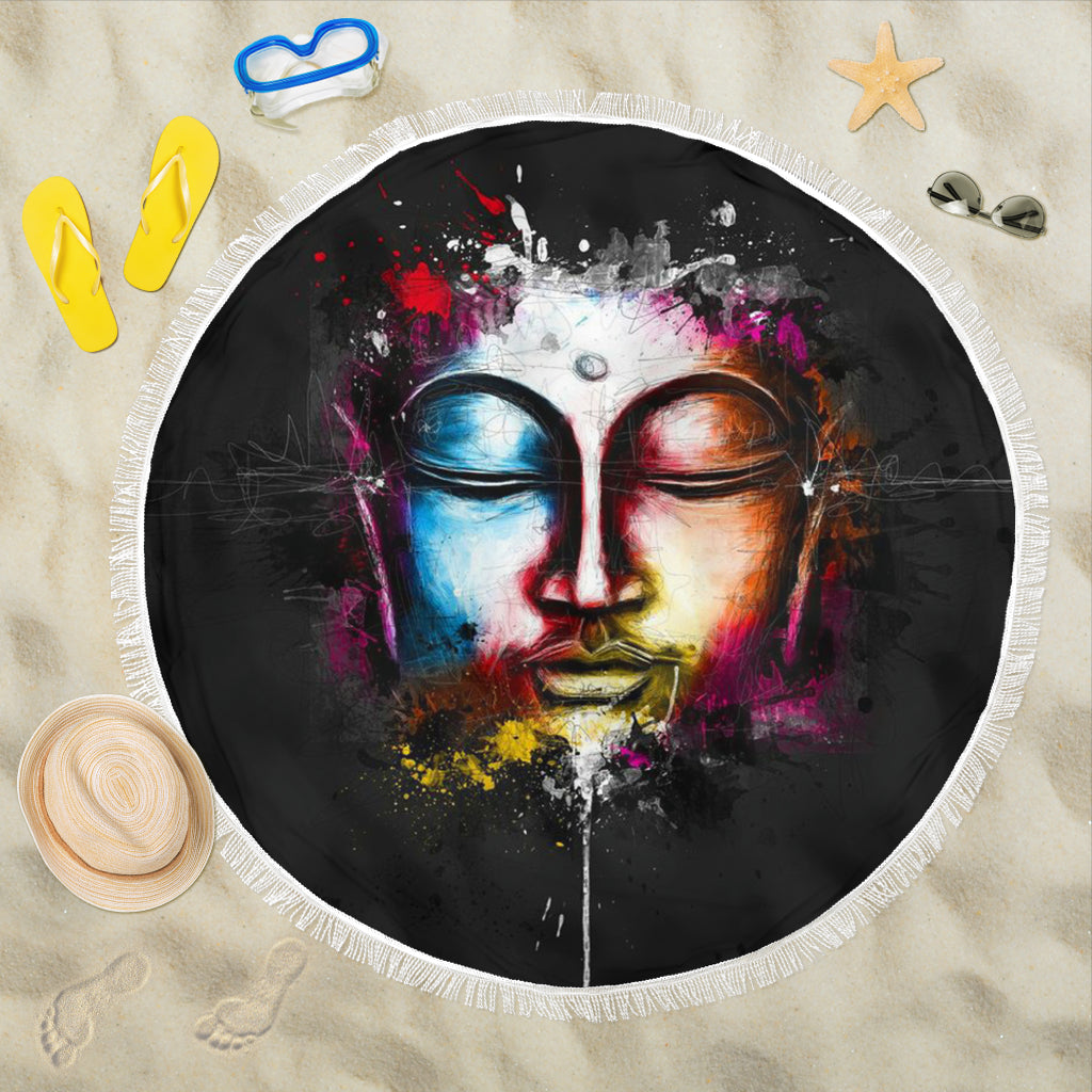 Abstract Buddha Face Beach Blanket