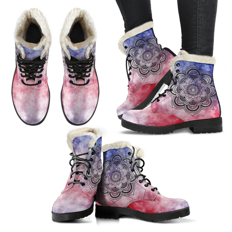 TieDye Mandala Faux Fur Leather Boots