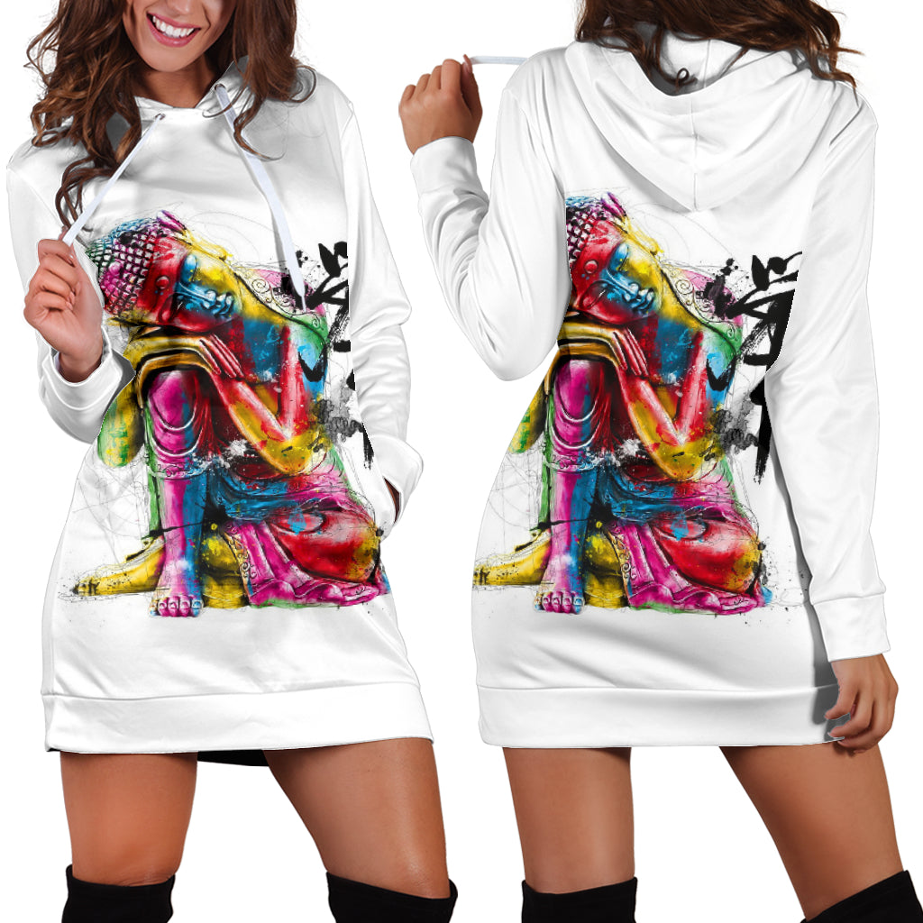 Abstract Buddha Hoodie Dress