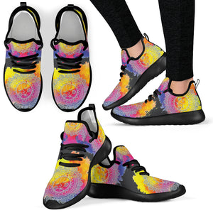 Watercolor Sun & Moon Mandala Mesh Knit Sneakers