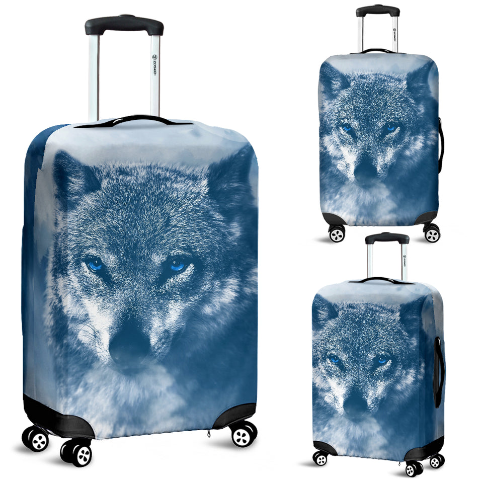 Blue Eyed Wolf Luggage Cover