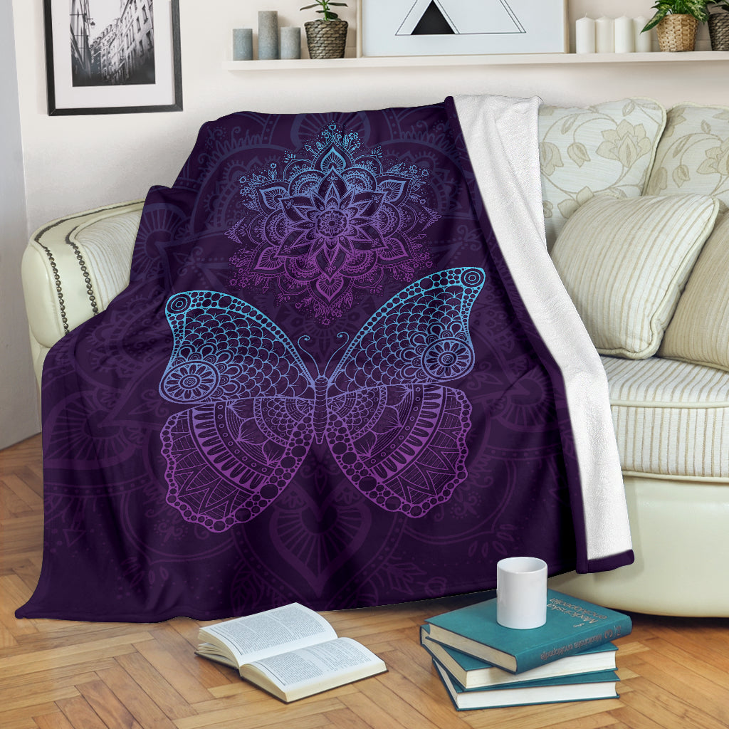 Butterfly Mandala Mood Pemium Blanket