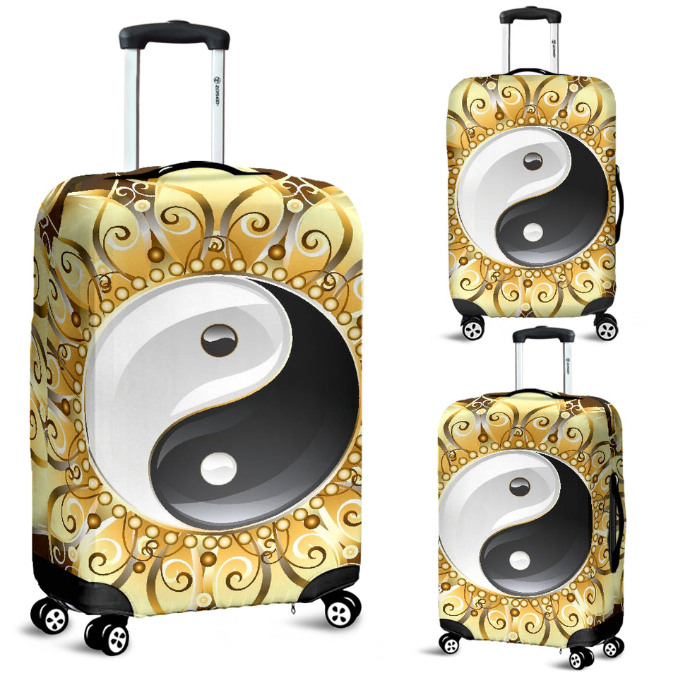 Golden Yin Yang Luggage Cover