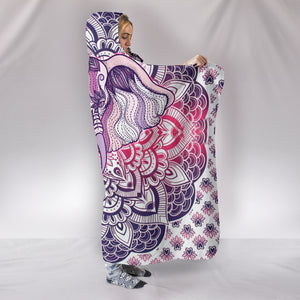 Lucky Elephant Purple Mandala Hooded Blanket