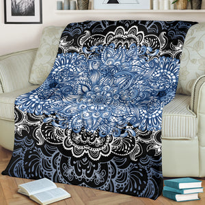 Blue Lotus Fractal Pemium Blanket