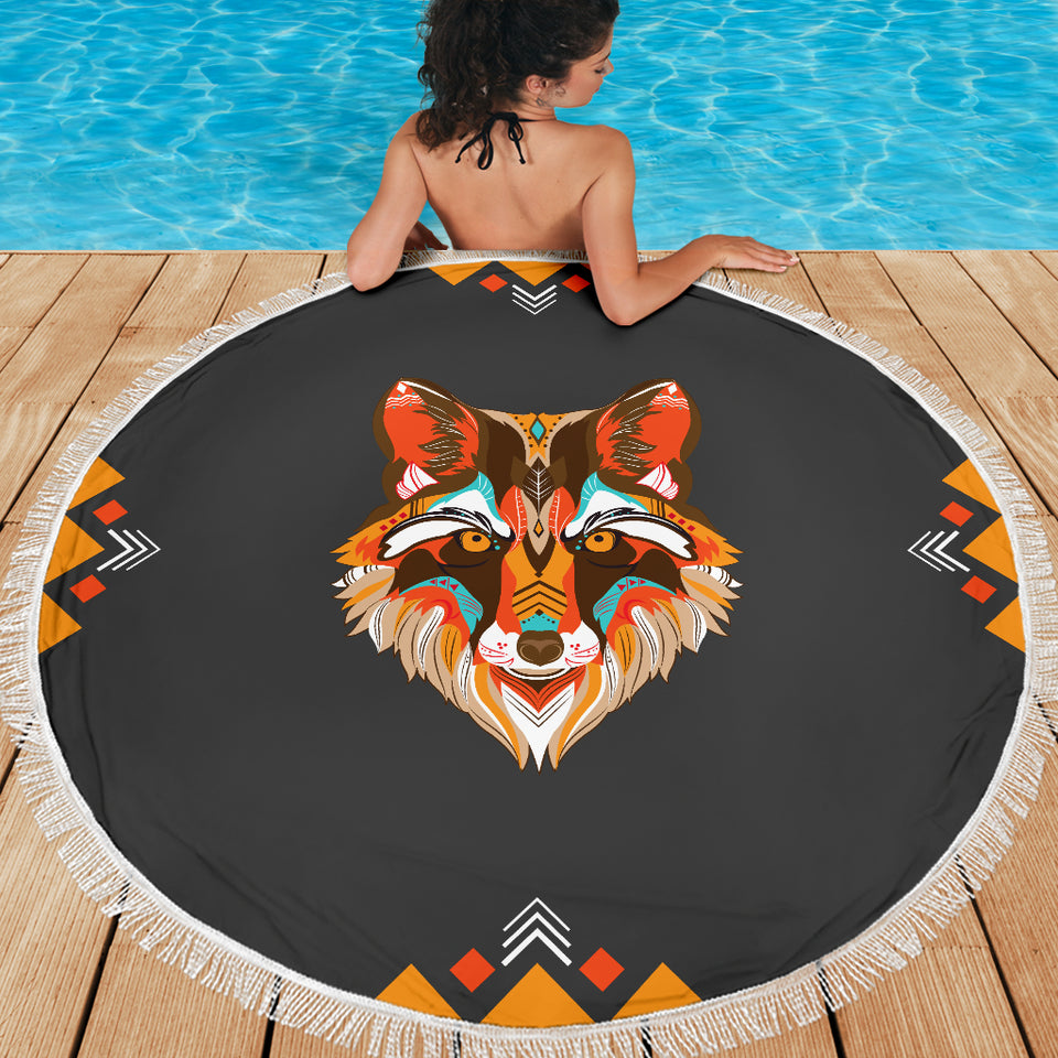 Wolf Abstract Beach Blanket