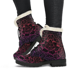 Zen Vibrations Faux Fur Leather Boots