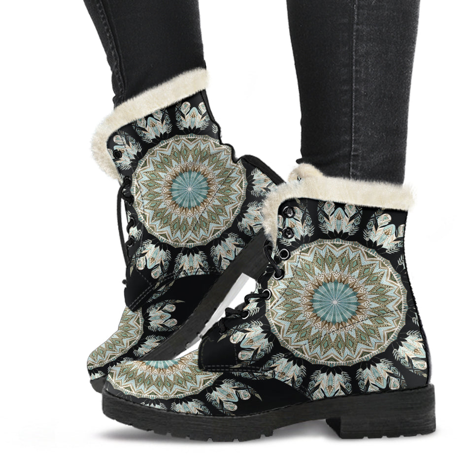 Mandala 3 Faux Fur Leather Boots