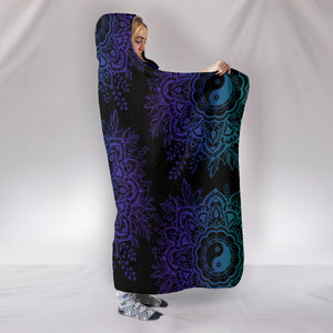 Purple YinYang Lotus Hoodie Blanket