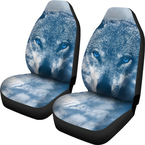 Blue Eyed Wolf Car Seat Cover