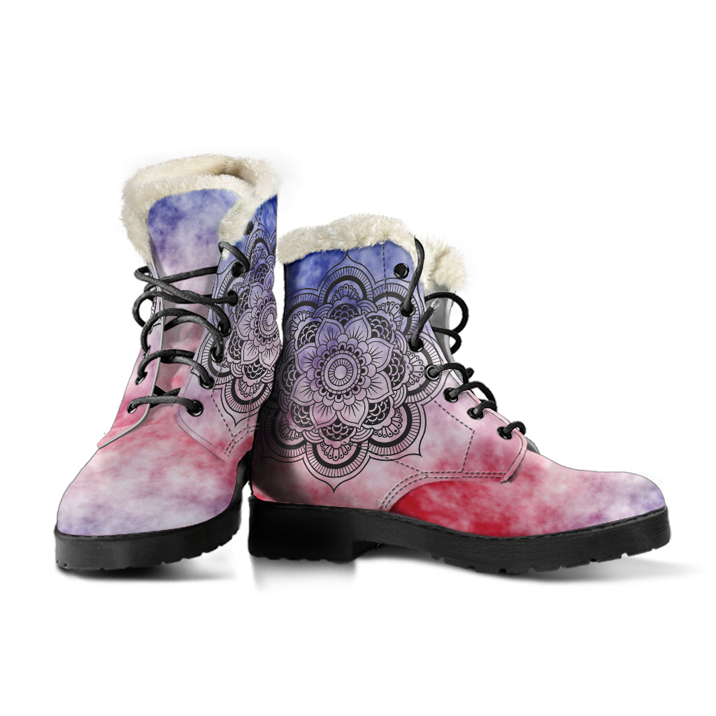 TieDye Mandala Faux Fur Leather Boots