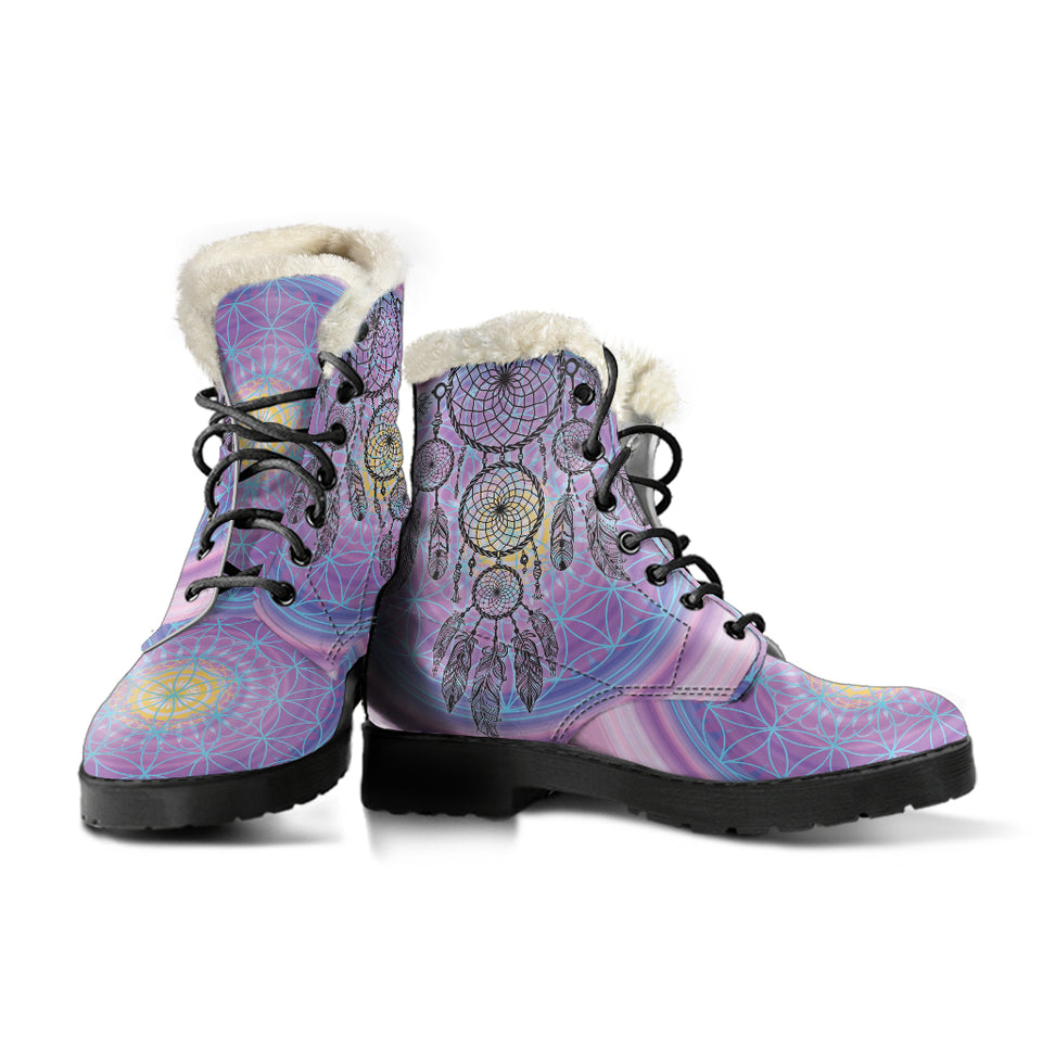 Chakra Dreamcatcher Faux Fur Leather Boots