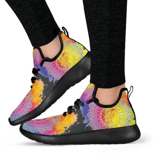 Watercolor Sun & Moon Mandala Mesh Knit Sneakers