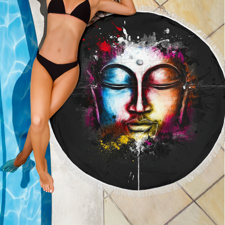 Abstract Buddha Face Beach Blanket