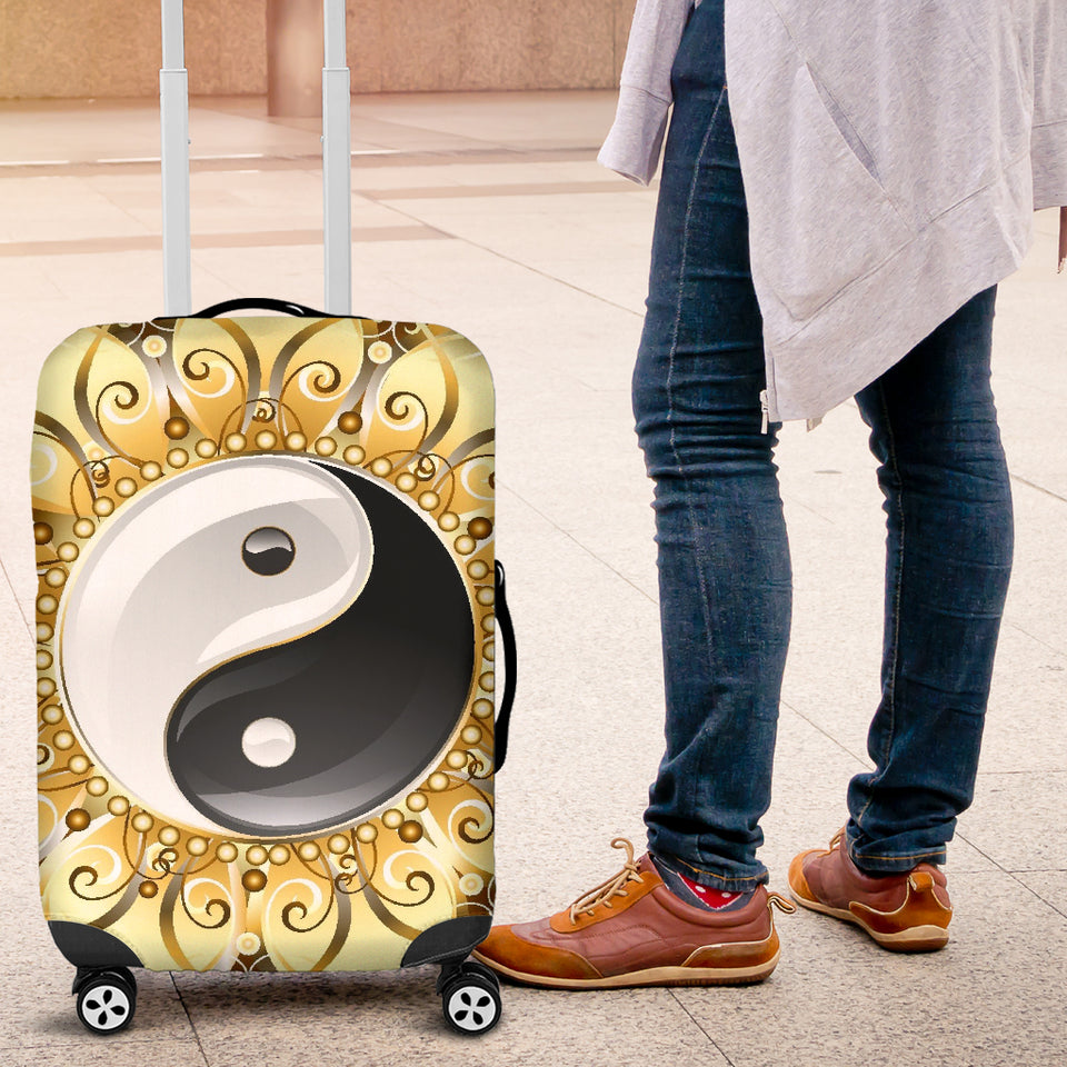 Golden Yin Yang Luggage Cover