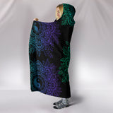 Purple YinYang Lotus Hoodie Blanket