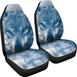 Blue Eyed Wolf Car Seat Cover