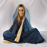 White Wolf Plush Lined Hooded Blanket