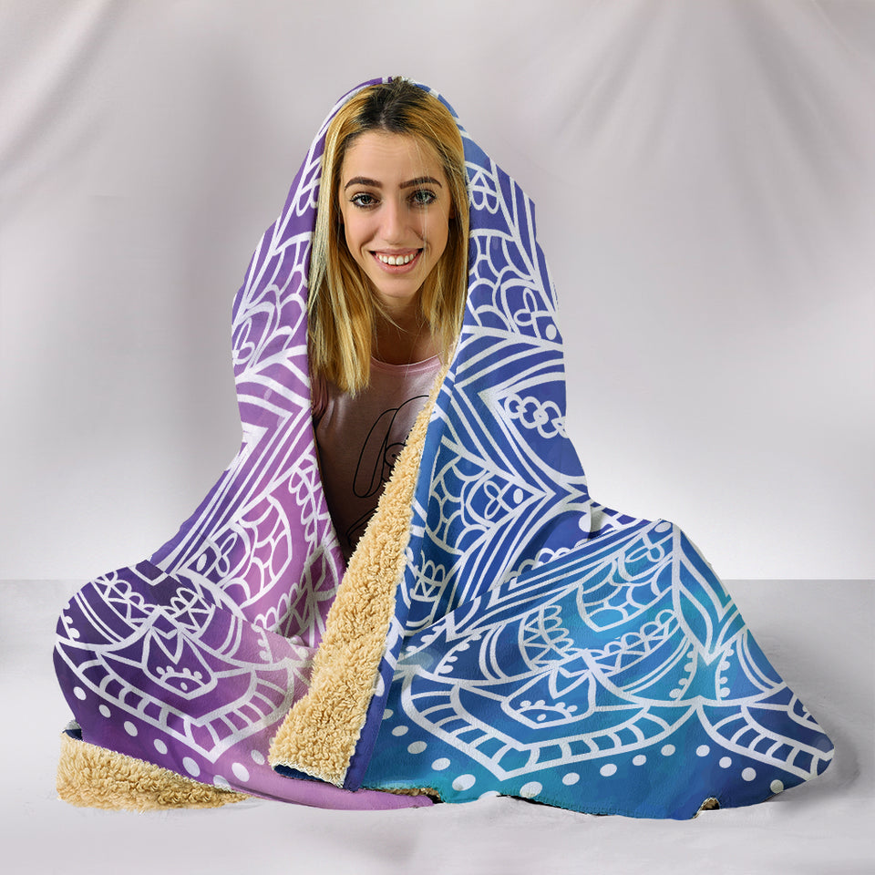 Yoga Mandala II Hooded Blanket