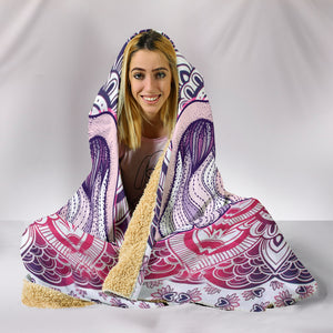 Lucky Elephant Purple Mandala Hooded Blanket