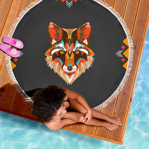 Wolf Abstract Beach Blanket