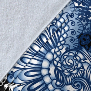 Blue Lotus Fractal Pemium Blanket