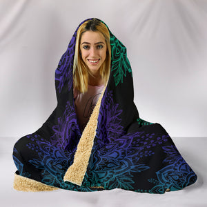 Purple YinYang Lotus Hoodie Blanket