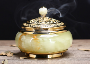 Premium Jade with Gold Incense Burner