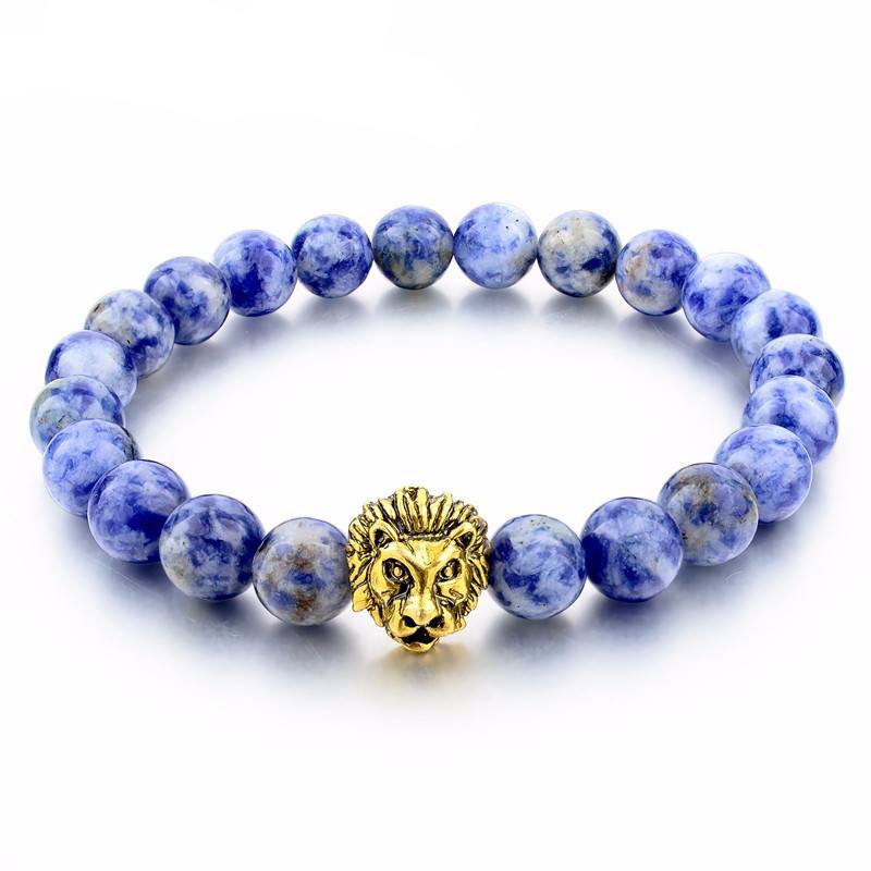 Natural Stone Gold Lion Bracelet. 4 Options. - Hilltop Apparel - 1