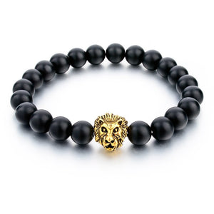 Natural Stone Gold Lion Bracelet. 4 Options. - Hilltop Apparel - 3