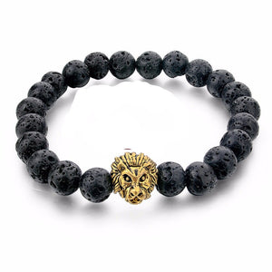 Natural Stone Gold Lion Bracelet. 4 Options. - Hilltop Apparel - 4