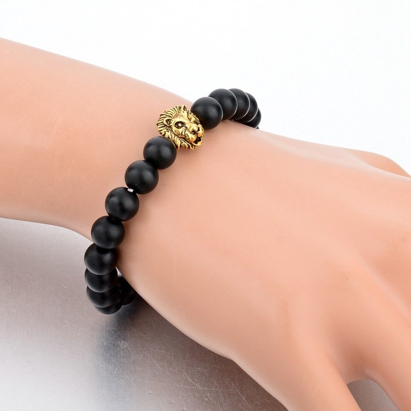Natural Stone Gold Lion Bracelet. 4 Options. - Hilltop Apparel - 7