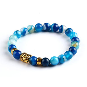 Natural Stone Onyx Bead Buddha Bracelets. 6 Colors. - Hilltop Apparel - 3