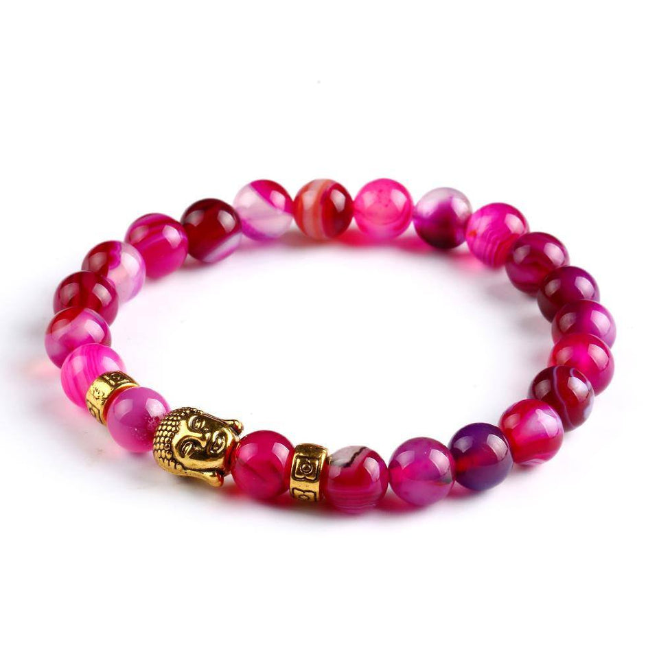 Natural Stone Onyx Bead Buddha Bracelets. 6 Colors. - Hilltop Apparel - 5